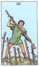 Sieben Stäbe - Rider Waite Tarot